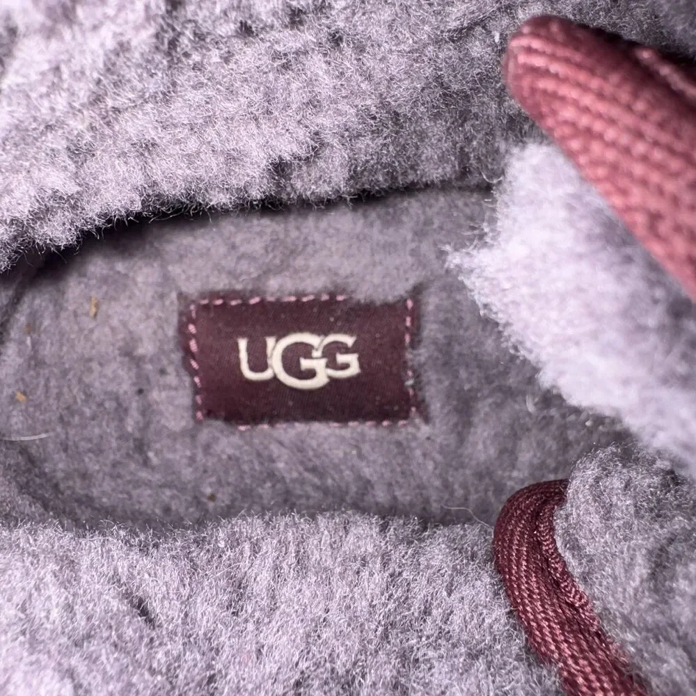 UGG Neumel Boots Mens Size 13 Burgundy Suede Wool Lined Ankle Chukka